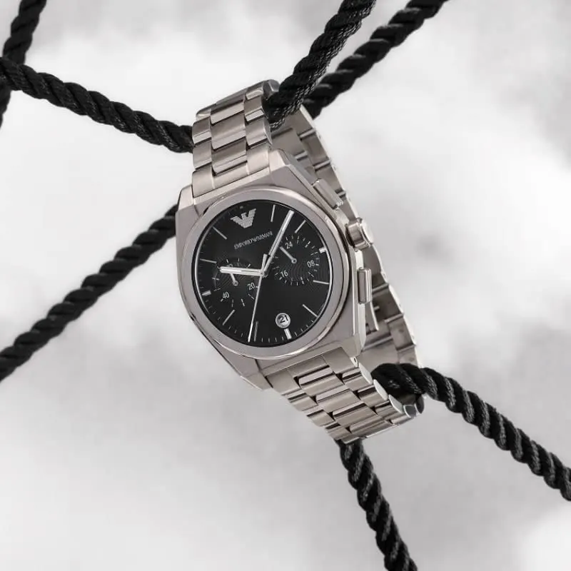 Emporio Armani Federico Chronograph Black Dial Men's Watch- AR11560